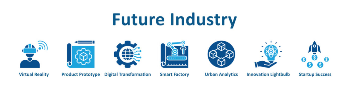 Future Industry web icon banner with line art style