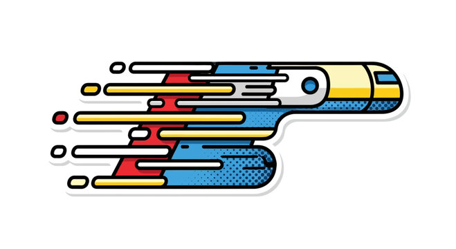 Fast Motion High Speed Train Sticker Illustration