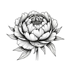 Fototapeta premium Detailed Drawing of a Peony Flower.