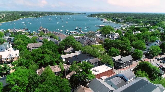 Aerial View of Edgartown on Martha&rsquo;s Vineyard Massachusetts