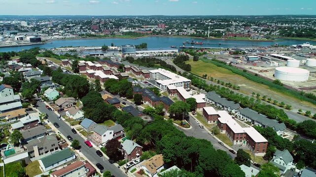 Aerial View of the Orient Heights Neighborhood in East Boston Massachusetts
