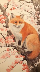 Fototapeta premium Illustration of red fox wildlife animal mammal.
