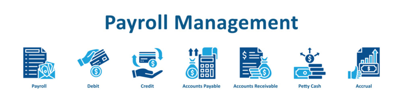 Payroll Management web icon banner with glyph color style