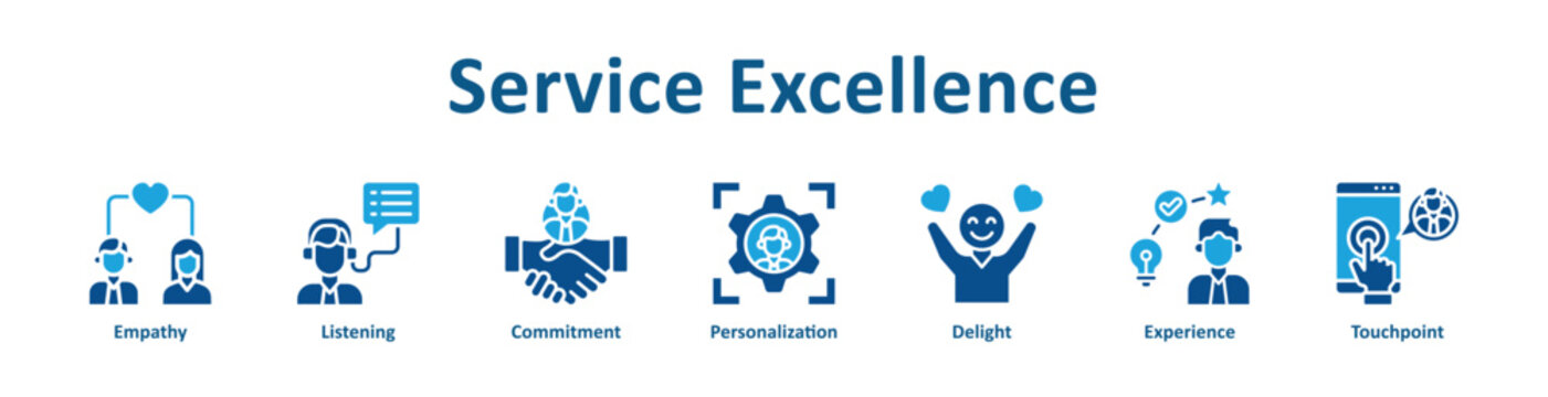Service Excellence web icon banner with glyph color style