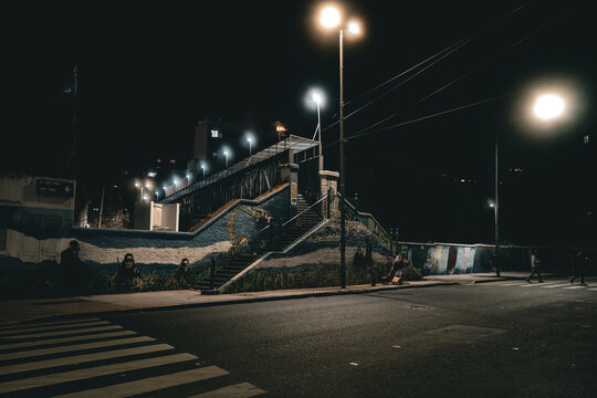 Late in the day in a Balvanera station in Buenos Aires, Argentina