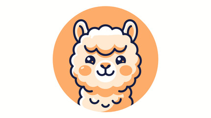 Naklejka premium Cute Fluffy Alpaca Portrait Flat Vector Icon Illustration Featuring A Friendly Animal Character Design For Creative Graphic Projects