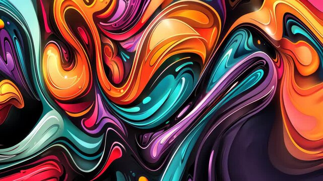 Vibrant Fluid Art: An abstract explosion of swirling colors and fluid forms, this artwork mesmerizes with its dynamic interplay of light and shadow, creating a sense of energetic motion.