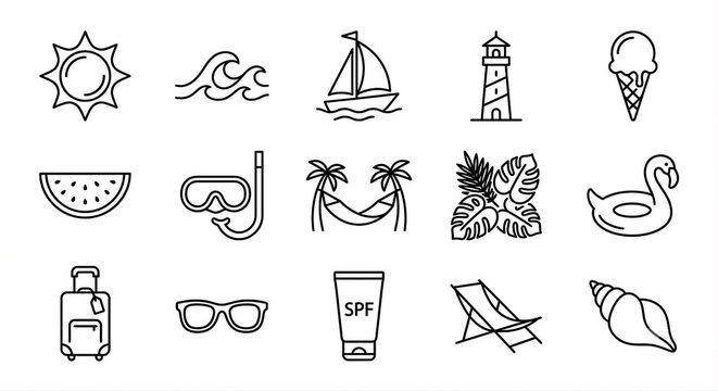 set of summer icons