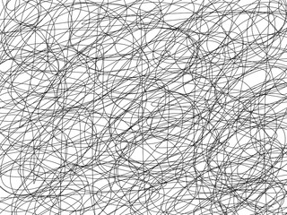 Obraz premium Abstract black chaotic scribble lines on a white background. Concept vector illustration representing stress, anxiety, confusion, depression, or a complicated mind.
