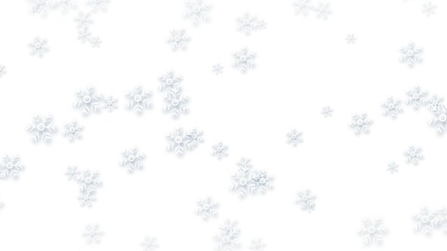 Falling 3D Vector Snowflakes. Seamless loop animation of geometric vector snowflakes floating on a soft background. Perfect for winter holidays, festive events, and creative Christmas design projects