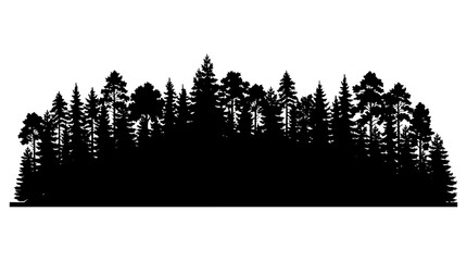 Cad tree line Pine tree forest silhouette, black trees landscape, evergreen woods, nature scene isolated on White Background vector © MdAbdul