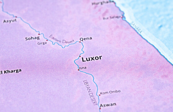 Map of Egypt showing the Nile River and key cities like Luxor and Aswan