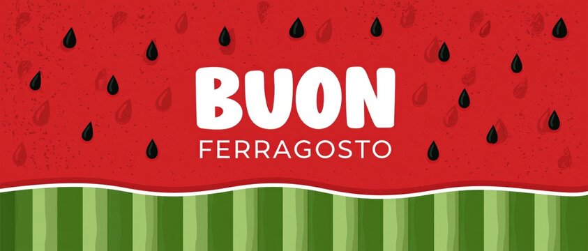 Watermelon Slice Summer Banner for Ferragosto Italian Holiday Fresh Sale Template with Copy Space