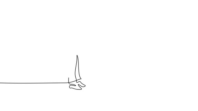 Canoe Rower Paddling Continuous Line Art Animation for Water Sports Teamwork Concept