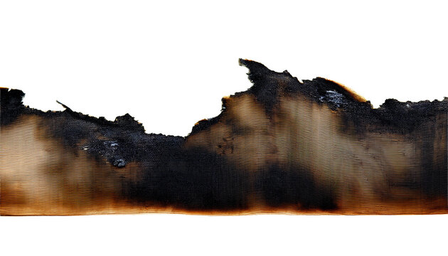 Burnt Paper Edge Close-Up Featuring Charred Texture and Fire Damage