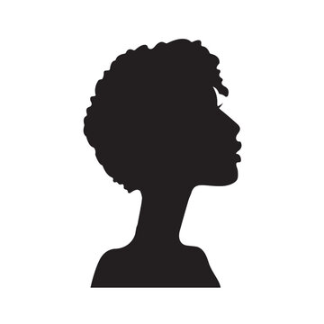 African american Woman Silhouette beauty Profile head with Afro cropped curly Hairstyle Vector Illustration