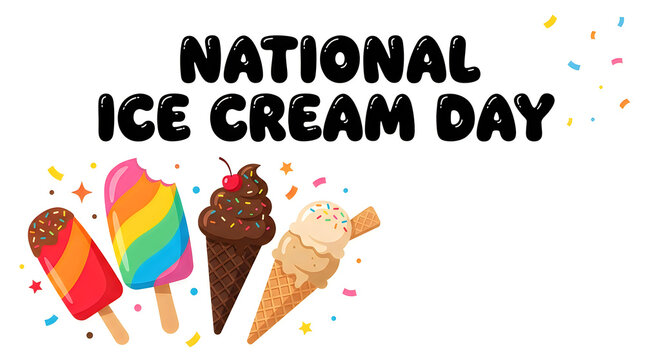 National ice cream day celebration with colorful treats
