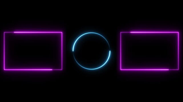 Animated Neon Rectangle Border, Glowing Frame Motion Graphic Background 4K.