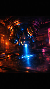 High-quality scientific microscope used for examining slides at a microscopic level. Essential tool in laboratories and medical settings.