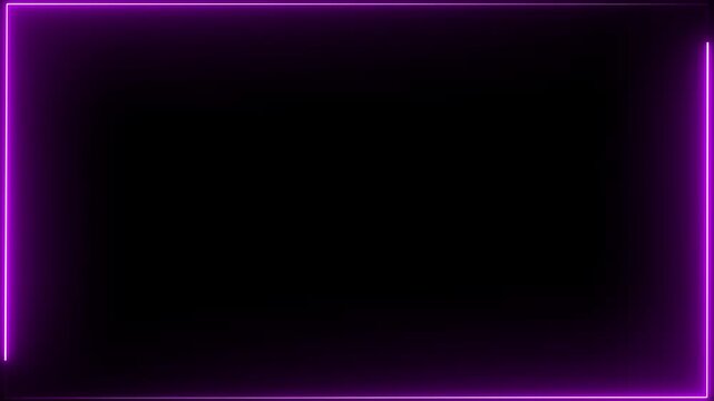 Animated Neon Rectangle Border, Glowing Frame Motion Graphic Background 4K.