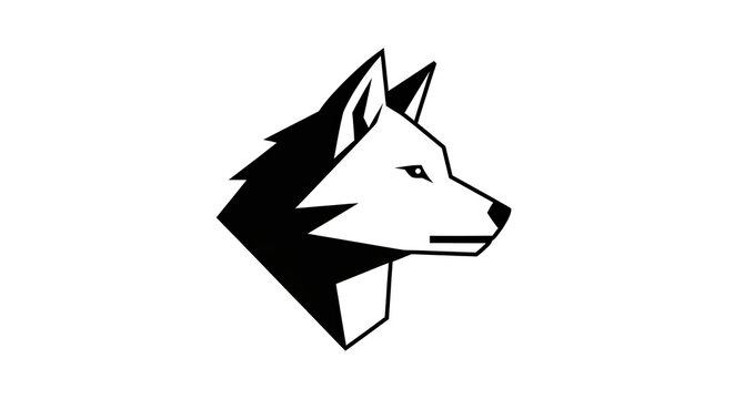 Geometric angular wolf head logo on white background