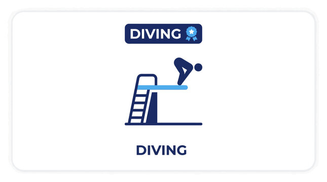 Diver jumping from diving board high.