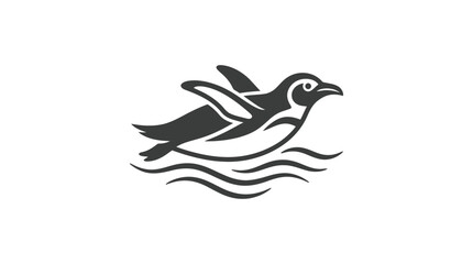 Black and white penguin swimming right. © Wit
