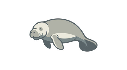 Cartoon manatee aquatic animal illustration. © Wit