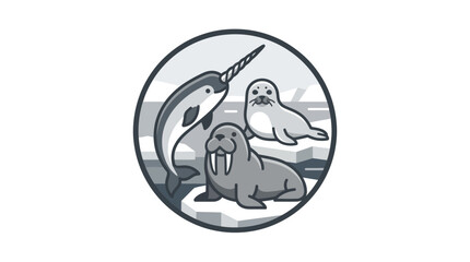 Cartoon walrus and seal friends together. © Wit