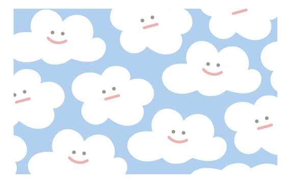 PNG Cute smiling cloud pattern on transparent background