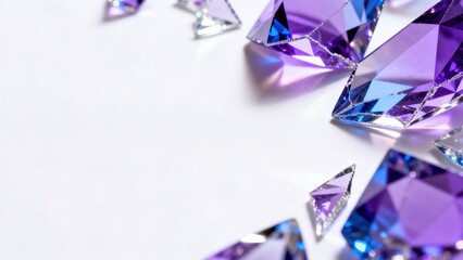 Fototapeta premium Purple and blue gemstones on white surface