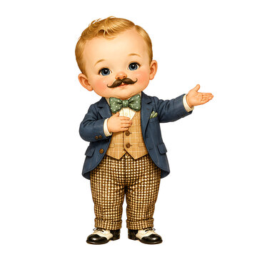 Fr&ouml;hlicher kleiner Junge im klassischen Vintage Anzug