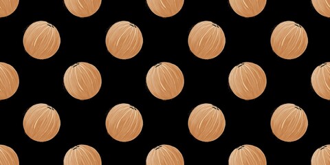 Seamless tropical coconut fruit pattern on black background. The dark summer theme print texture is beautifully made for striking beach apparel, menu designs, and creative juice boxes. © MDC