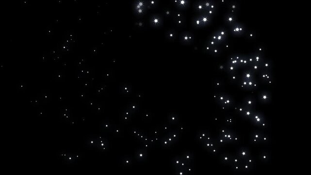 Magic glowing star trail animation, sparkling glitter dust line, white twinkling shimmer particles, fairy wand transition effect, cartoon doodle twinkle effect, chroma key black screen background, 4