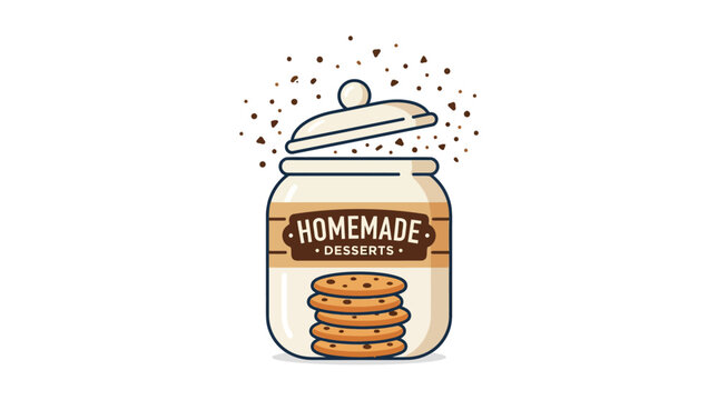 Homemade cookie jar logo with stacked biscuits.