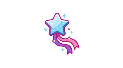 Magical blue shooting star with pink rainbow trail © dartok