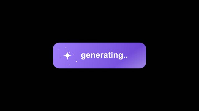Generating text animation with a sparkling purple button for digital interface