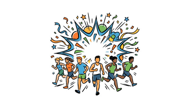 Dynamic Comic Burst Text for Fun Run Sports Event and Fitness Activity