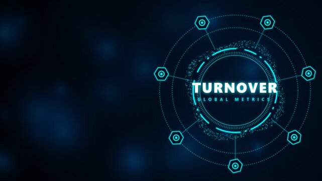 Turnover global metrics digital display with abstract circular interface design