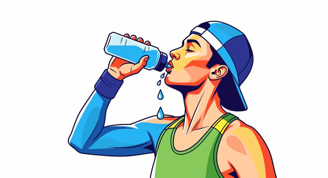 Pop Art Vector Illustration of Person Drinking Water