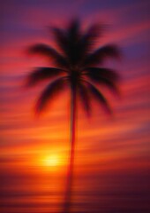 Obraz premium Vibrant tropical sunset silhouette