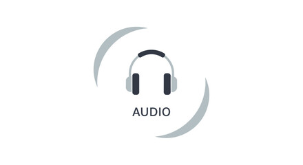 Black and white audio headphones icon. © suhadi