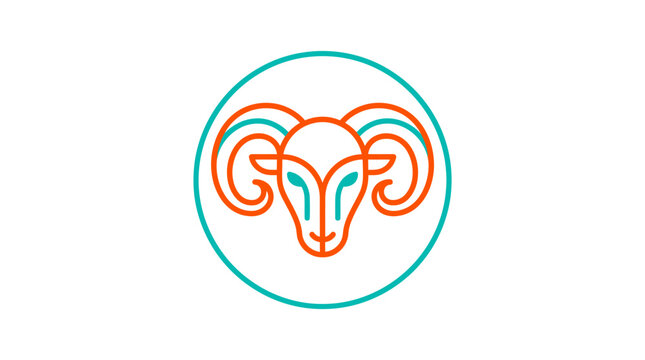 Stylized ram head icon graphic symbol abstract animal head line art