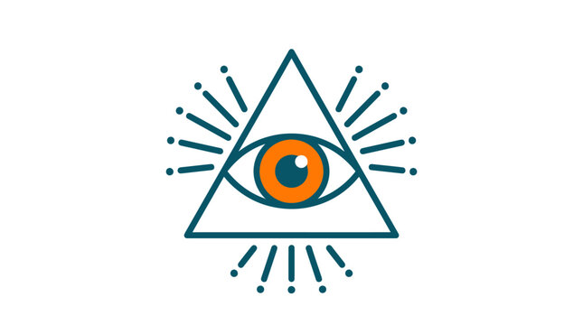 Triangle eye symbol with radiating lines