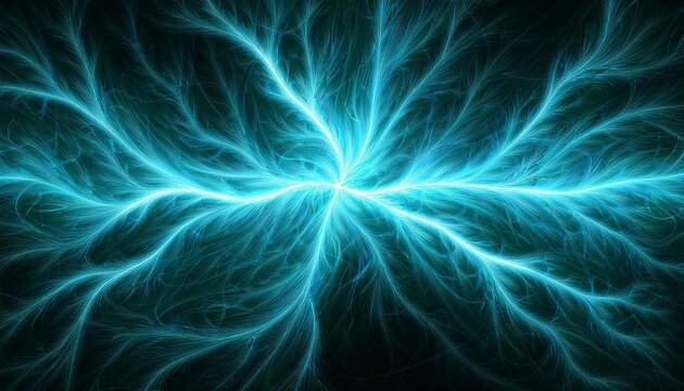 Cyan Electric Lightning Wave Abstract Energy Background