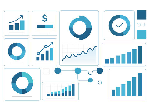 Premium Executive Business Analytics Dashboard Infographic with KPI Charts and Modular Data Visualization Vector
