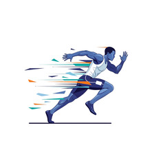 Fototapeta premium Dynamic Male Athlete Running at High Speed with Abstract Motion Effects