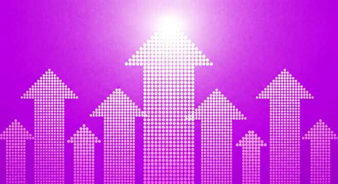 Rising arrows concept representing business success and growth with business achievement progress development improvement strategy performance marketing direction leadership ambition