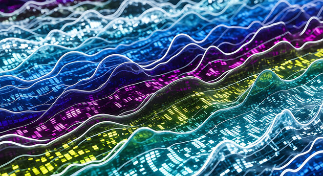 Abstract colorful digital waveform background with abstract waveform colorful background technology frequency gradient electronic information connection spectrum illustration