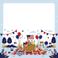Obraz premium Independence Day picnic celebration with family and friends outdoors